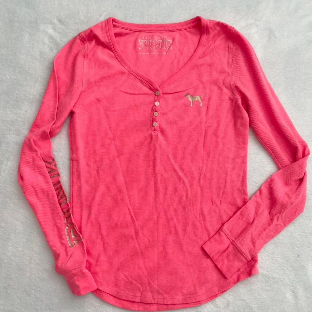 Victoria's Secret PINK Henley Long Sleeve Women's L Sleepwear Casual Lounge